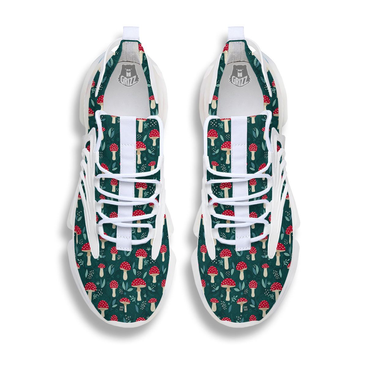Mushroom Cute Print Pattern White Gym Shoes-grizzshop