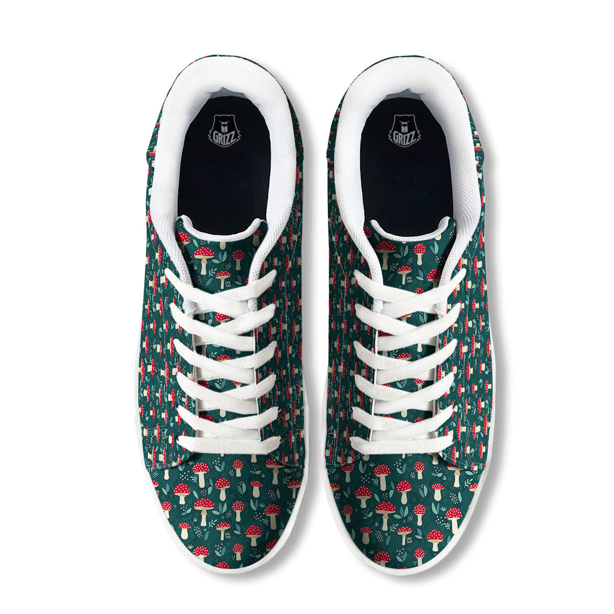 Mushroom Cute Print Pattern White Low Top Sneakers-grizzshop