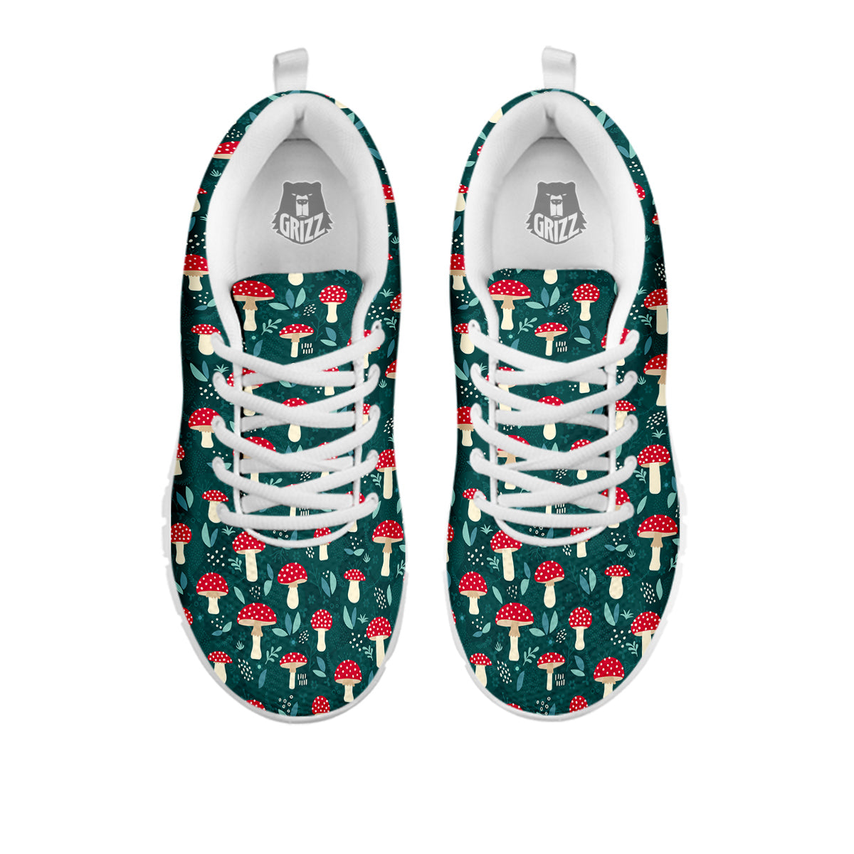 Mushroom Cute Print Pattern White Sneaker-grizzshop