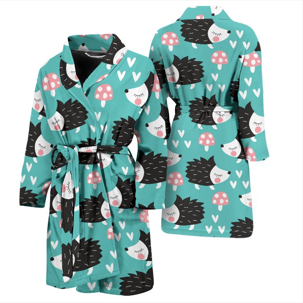 Mushroom Hedgehogs Men Long Robe-grizzshop