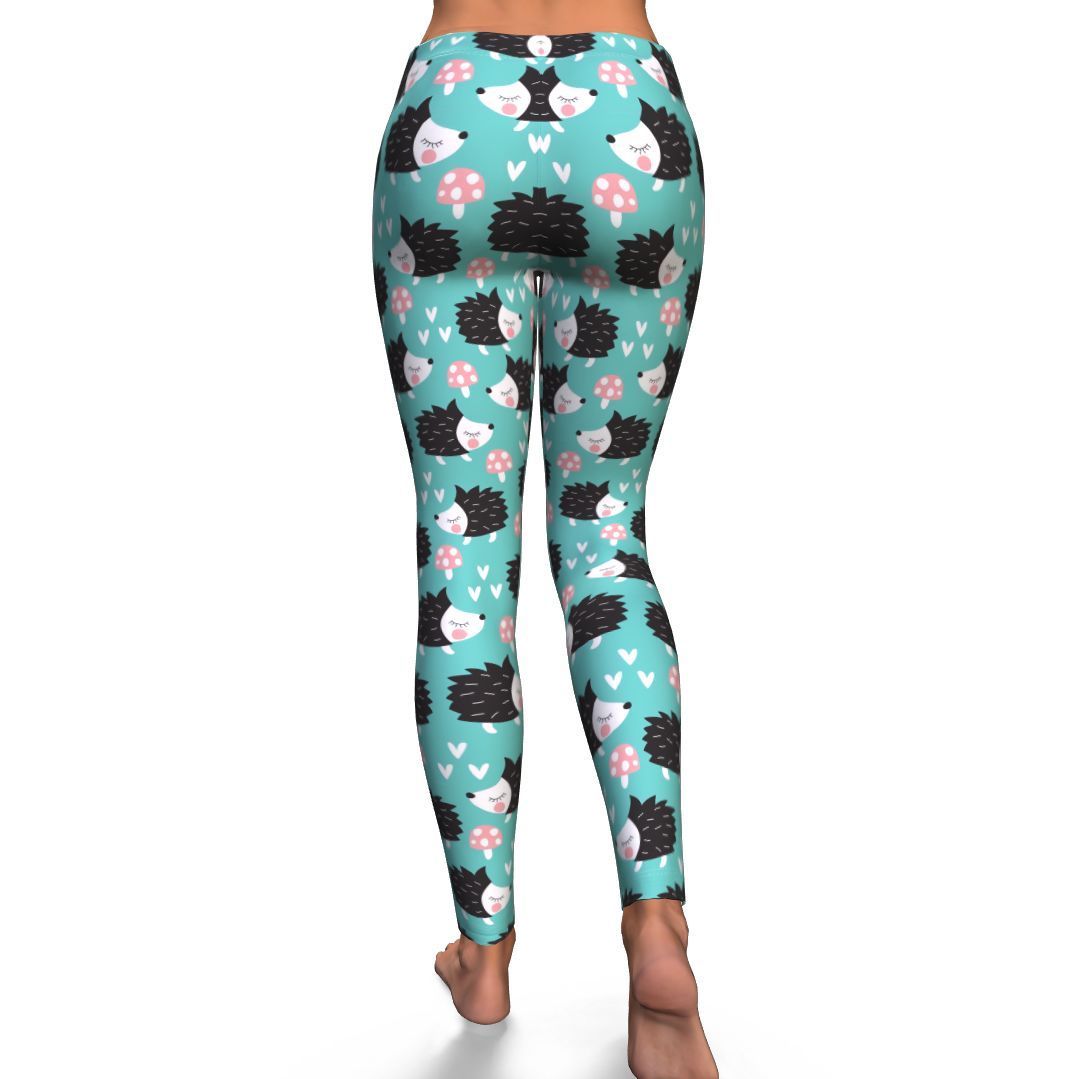 Mushroom Hedgehogs Pattern Print Pattern Women Leggings-grizzshop