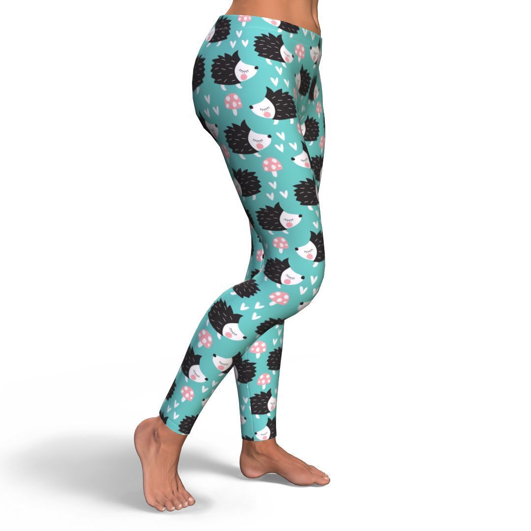 Mushroom Hedgehogs Pattern Print Pattern Women Leggings-grizzshop