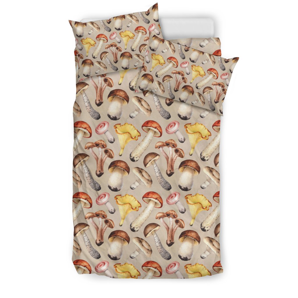 Mushroom Pattern Print Duvet Cover Bedding Set-grizzshop