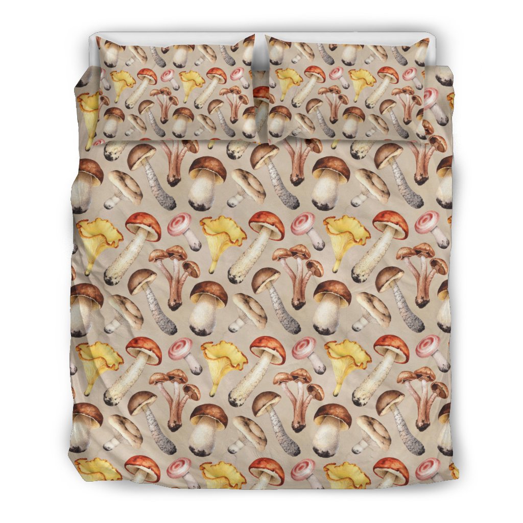 Mushroom Pattern Print Duvet Cover Bedding Set-grizzshop
