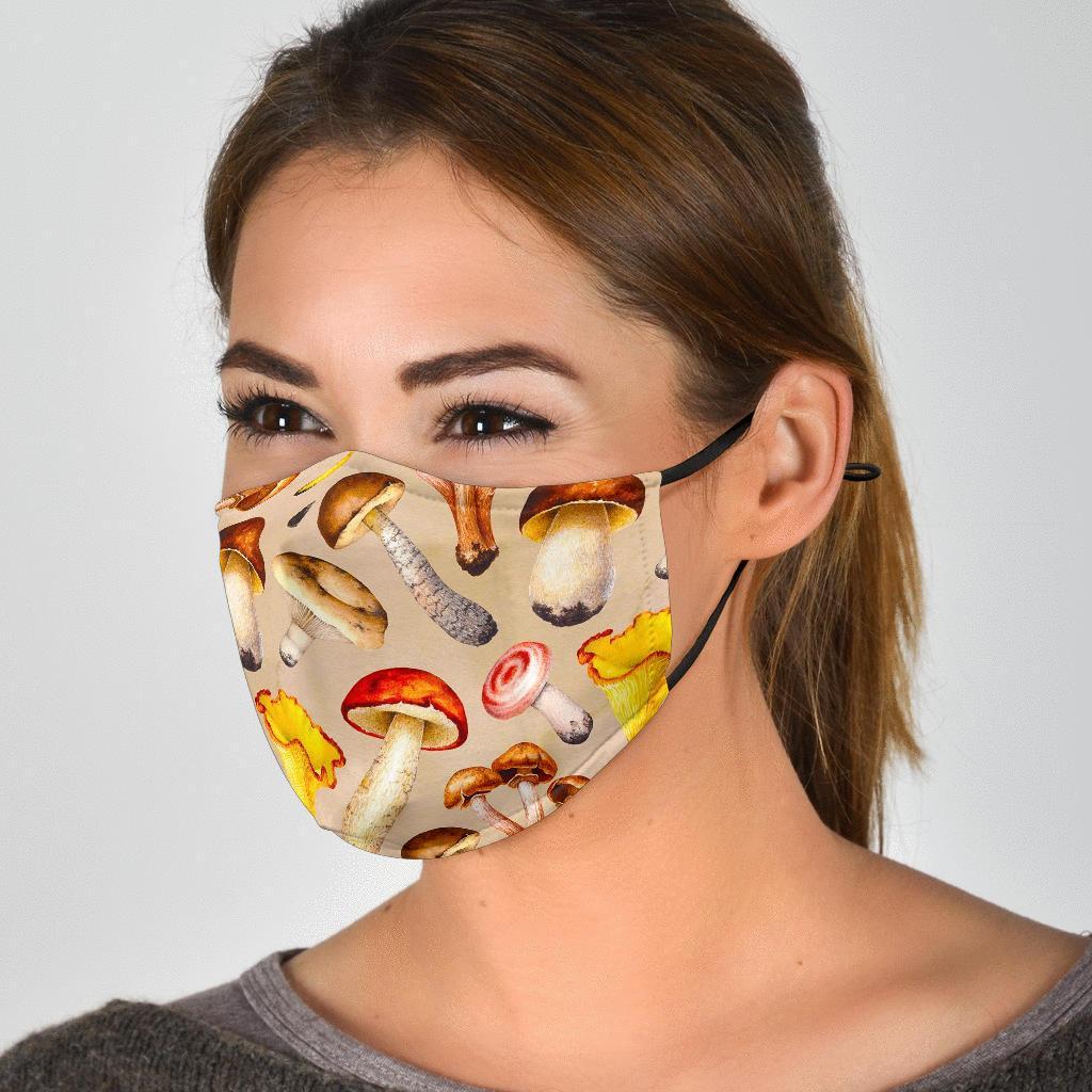 Mushroom Pattern Print Face Mask-grizzshop