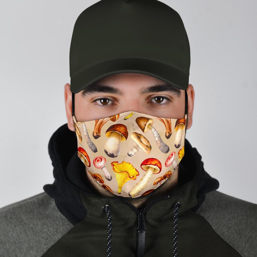 Mushroom Pattern Print Face Mask-grizzshop