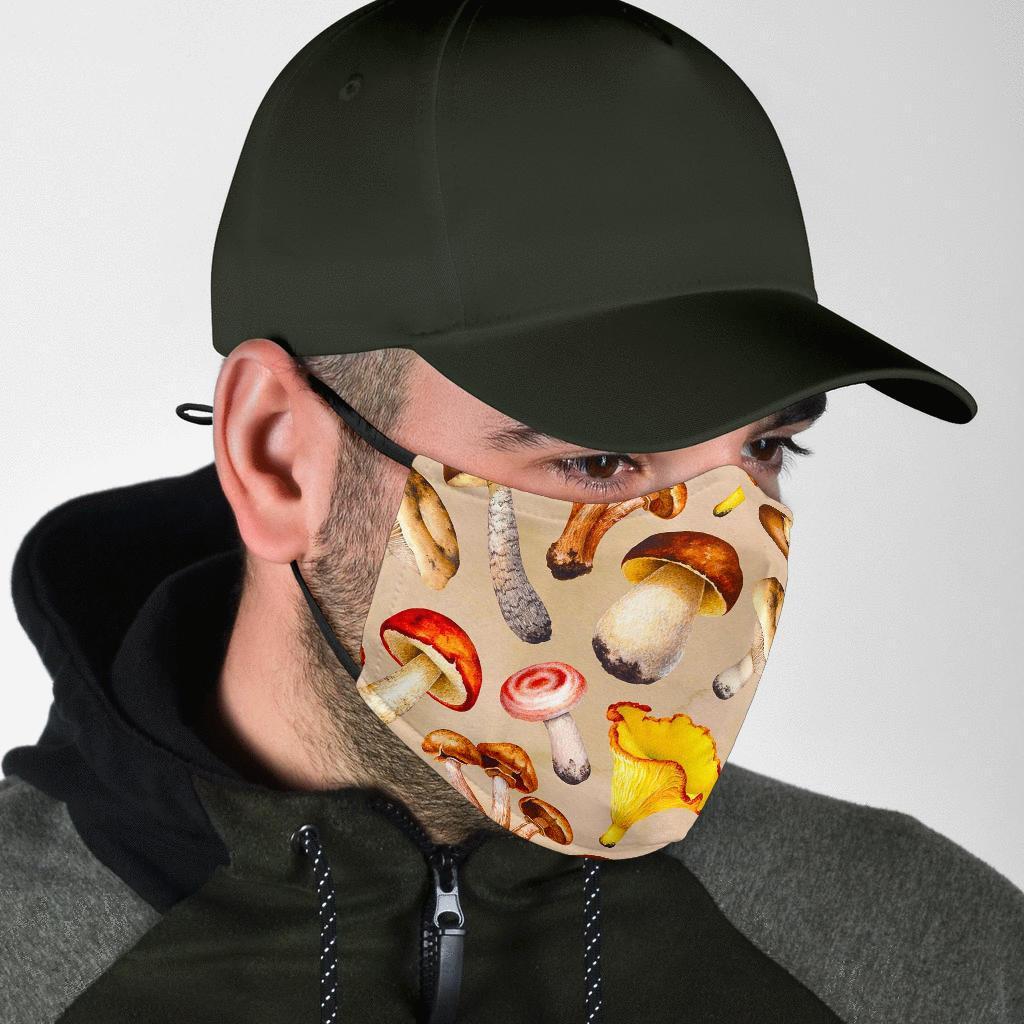 Mushroom Pattern Print Face Mask-grizzshop