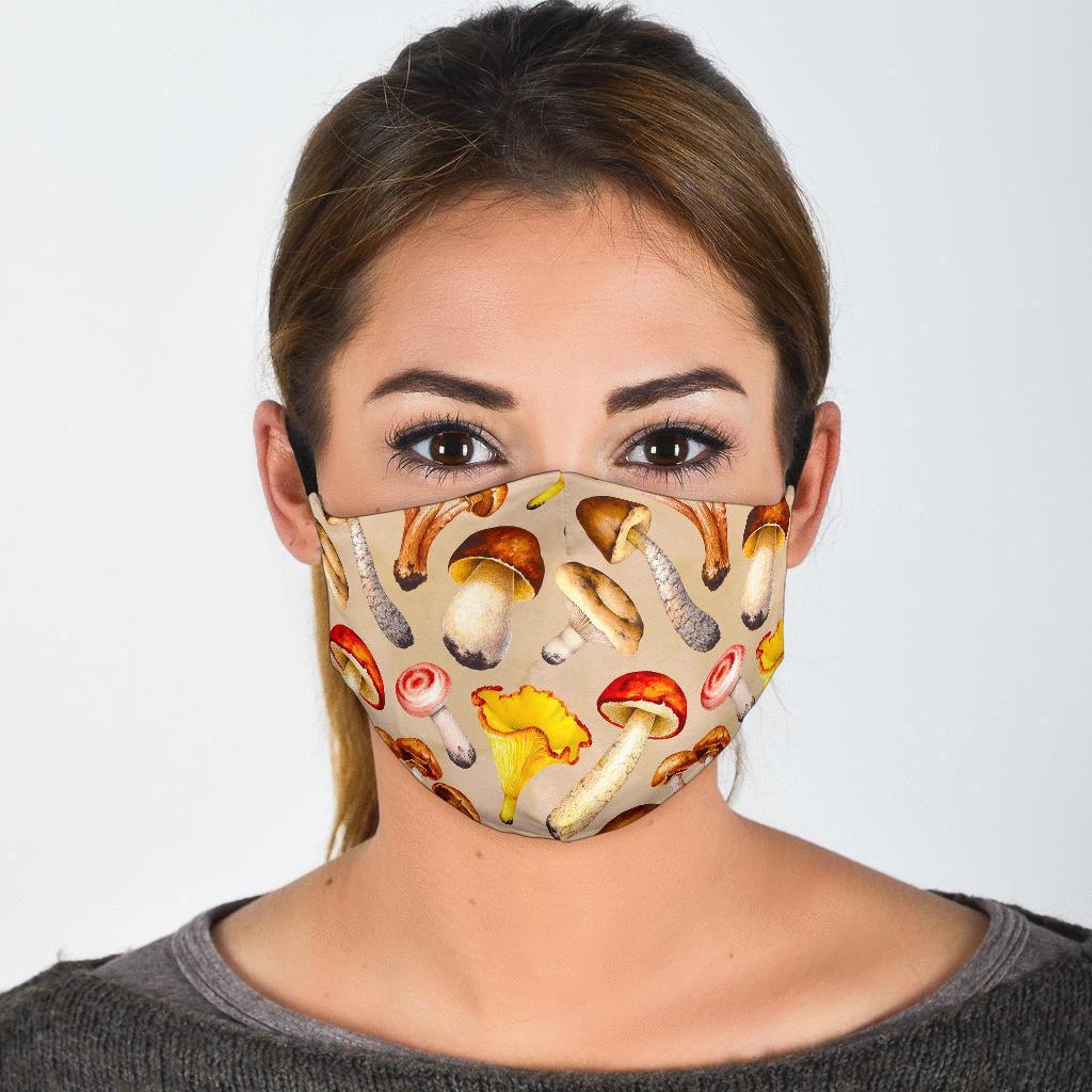 Mushroom Pattern Print Face Mask-grizzshop