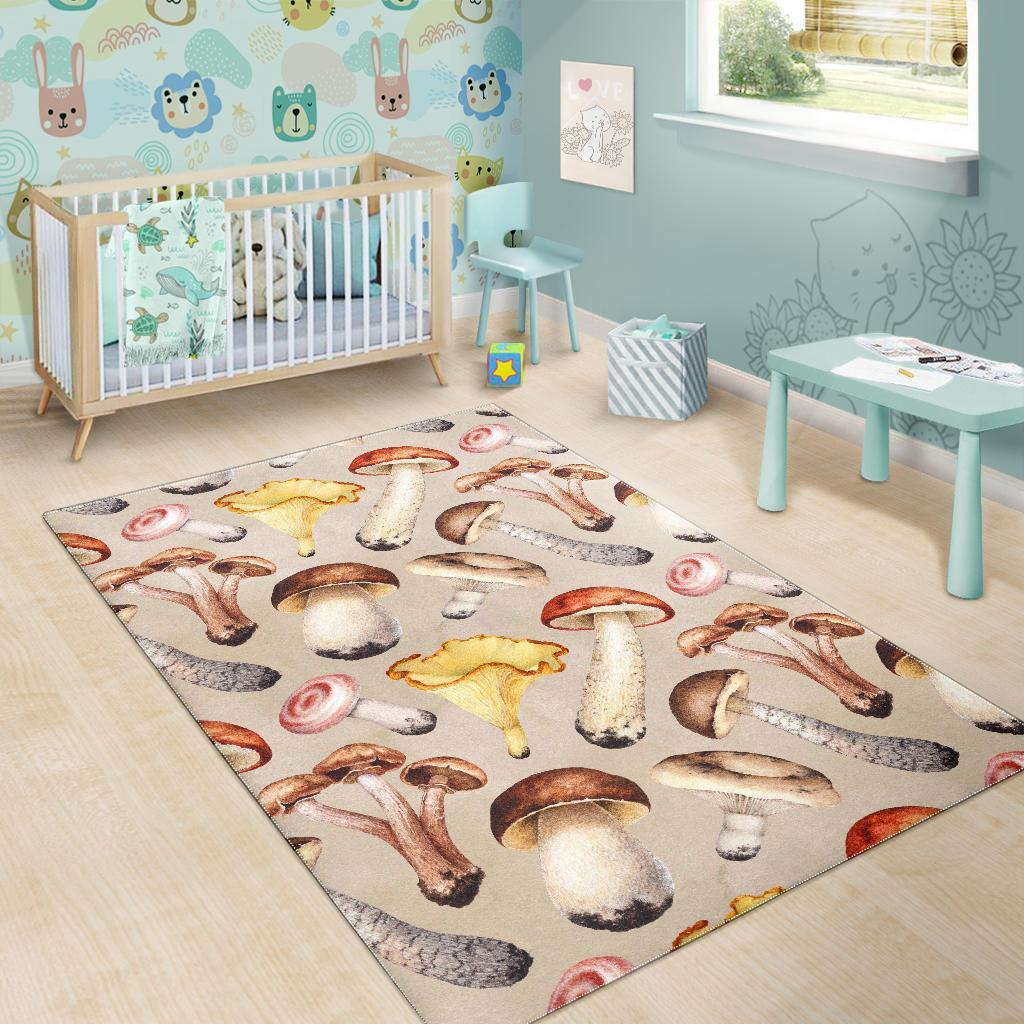 Mushroom Pattern Print Floor Mat-grizzshop