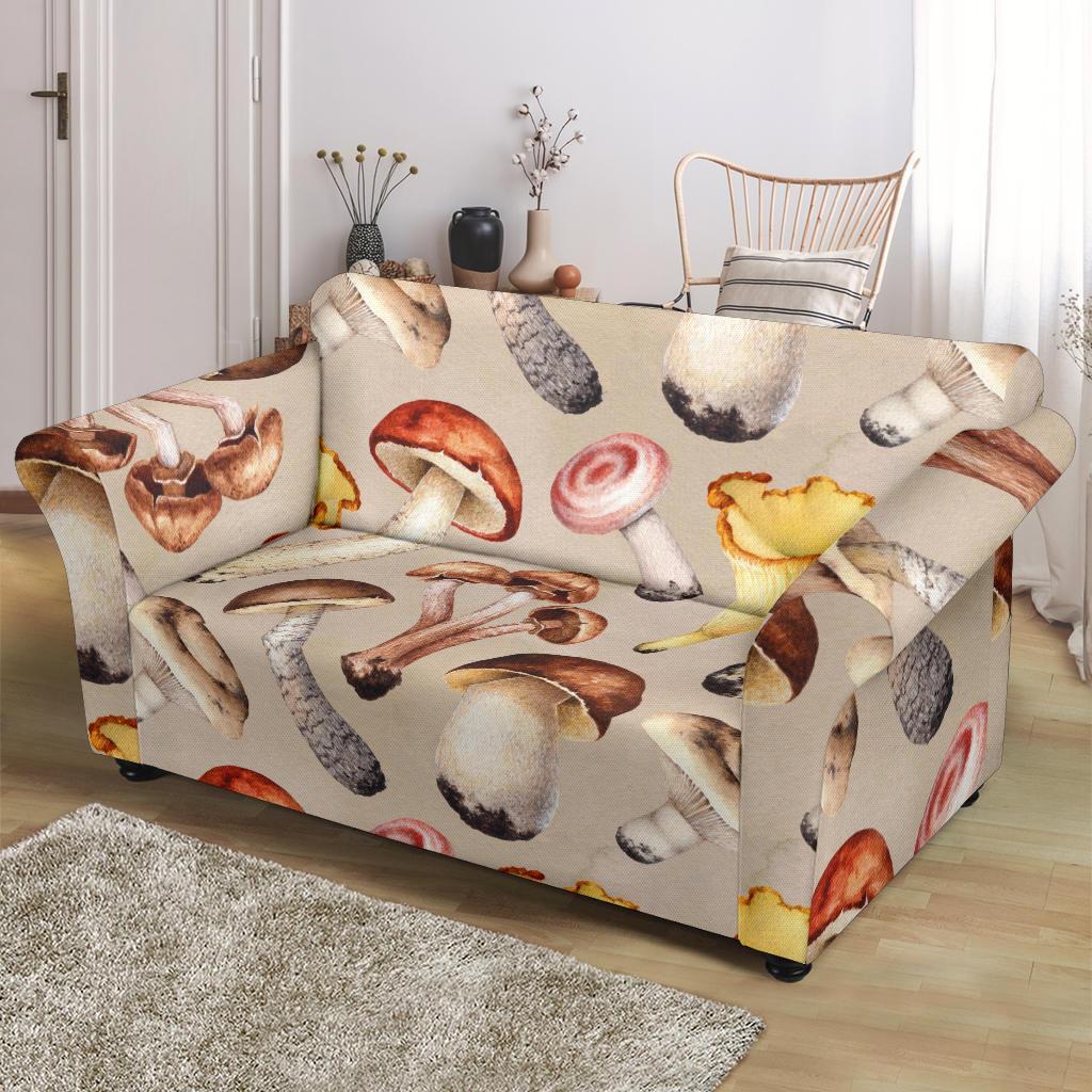 Mushroom Pattern Print Loveseat Cover-grizzshop