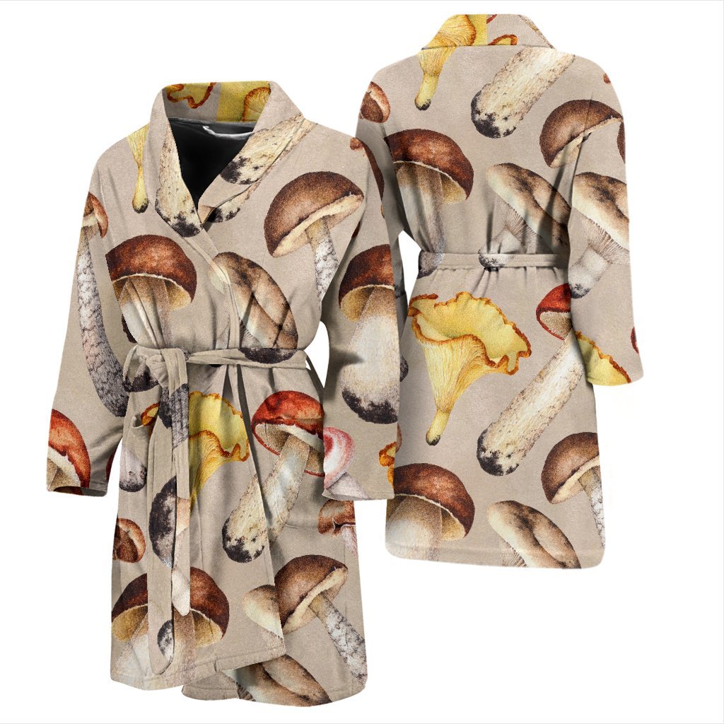 Mushroom Pattern Print Men Long Robe-grizzshop