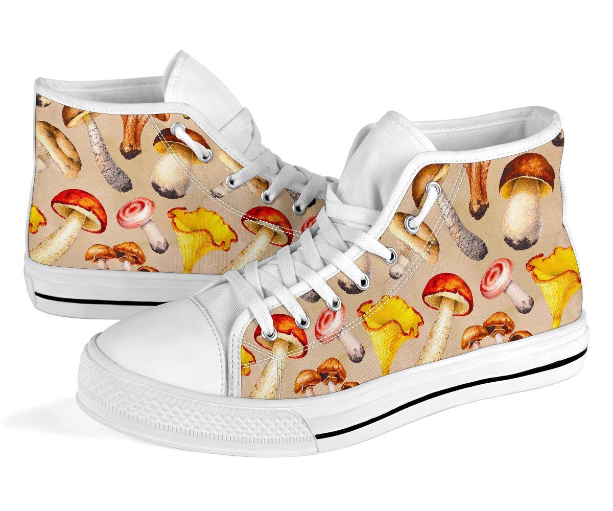 Mushroom Pattern Print Men Women's High Top Shoes-grizzshop