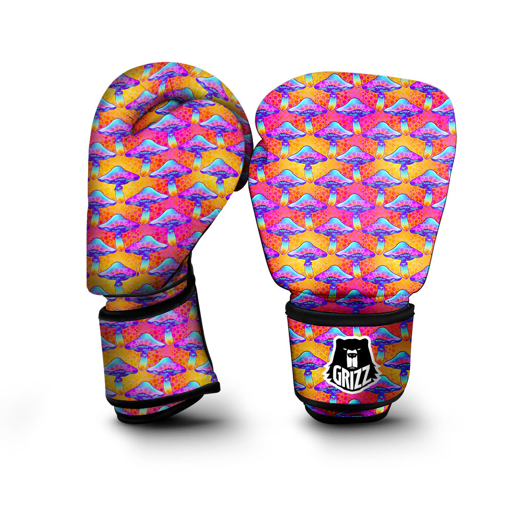 Mushroom Psychedelic Hippie Print Pattern Boxing Gloves-grizzshop