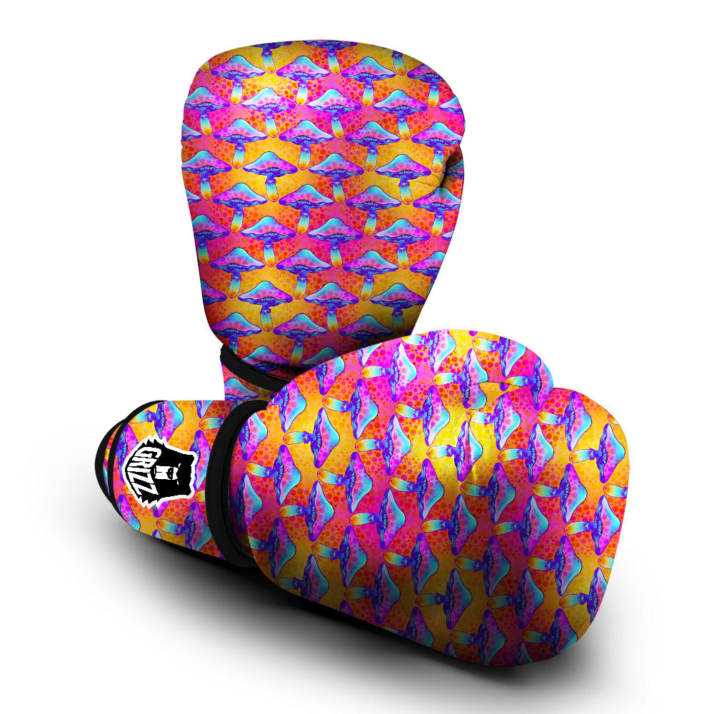 Mushroom Psychedelic Hippie Print Pattern Boxing Gloves-grizzshop