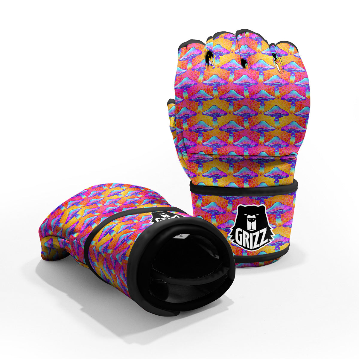 Mushroom Psychedelic Hippie Print Pattern MMA Gloves-grizzshop