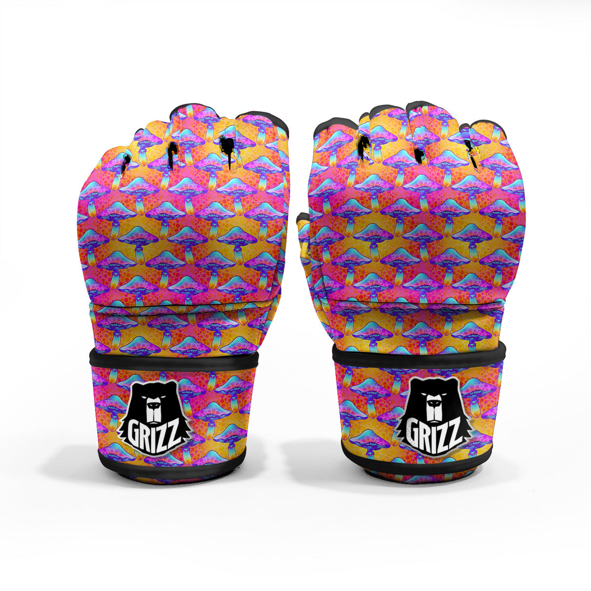 Mushroom Psychedelic Hippie Print Pattern MMA Gloves-grizzshop