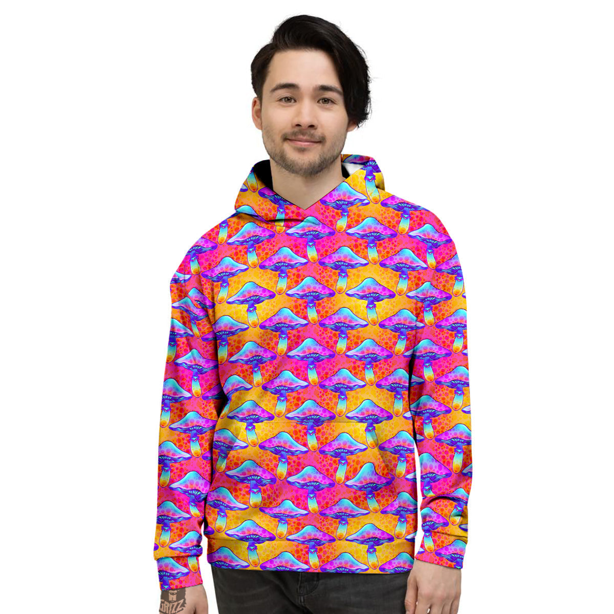 Mushroom Psychedelic Hippie Print Pattern Men's Hoodie-grizzshop