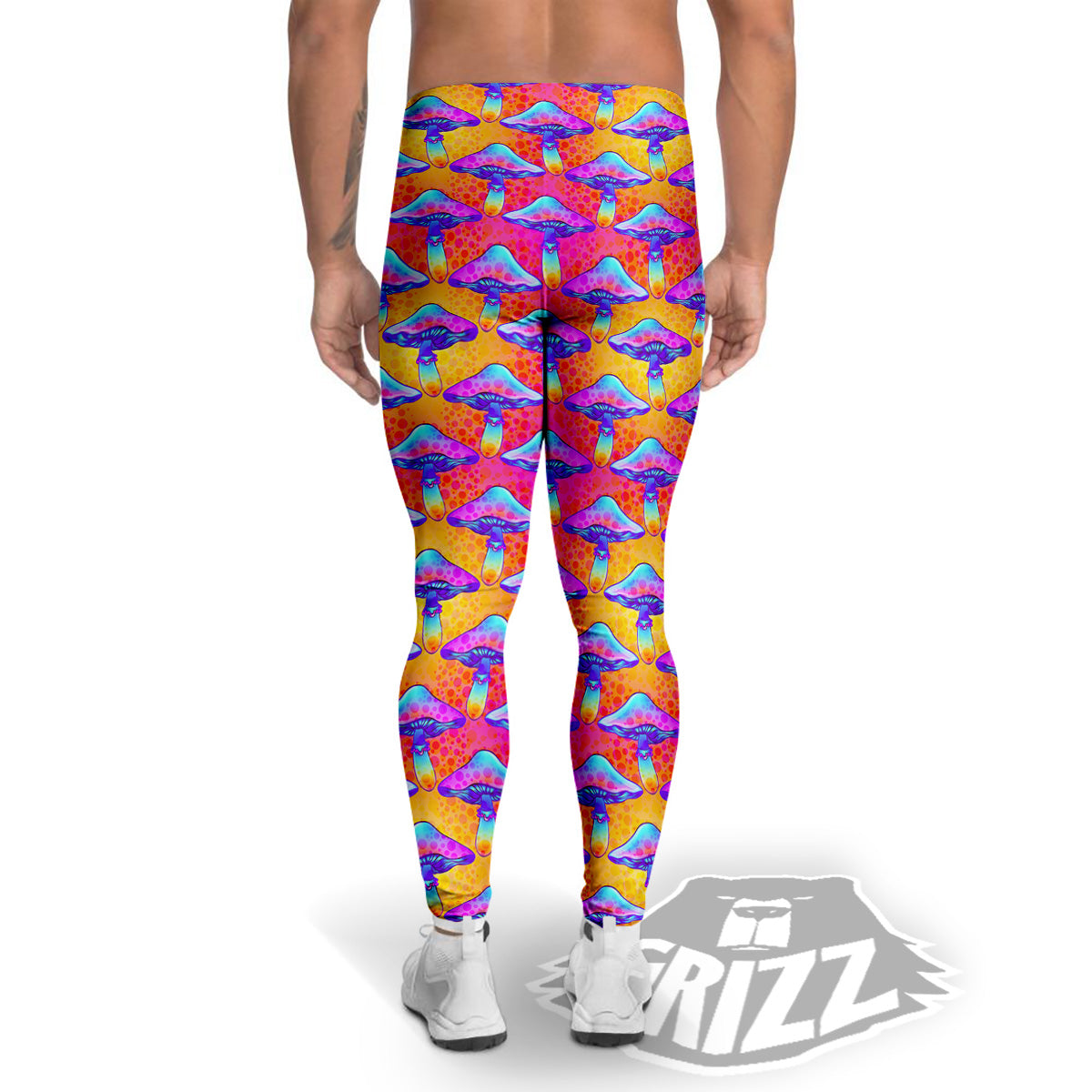 Mushroom Psychedelic Hippie Print Pattern Men's Leggings-grizzshop