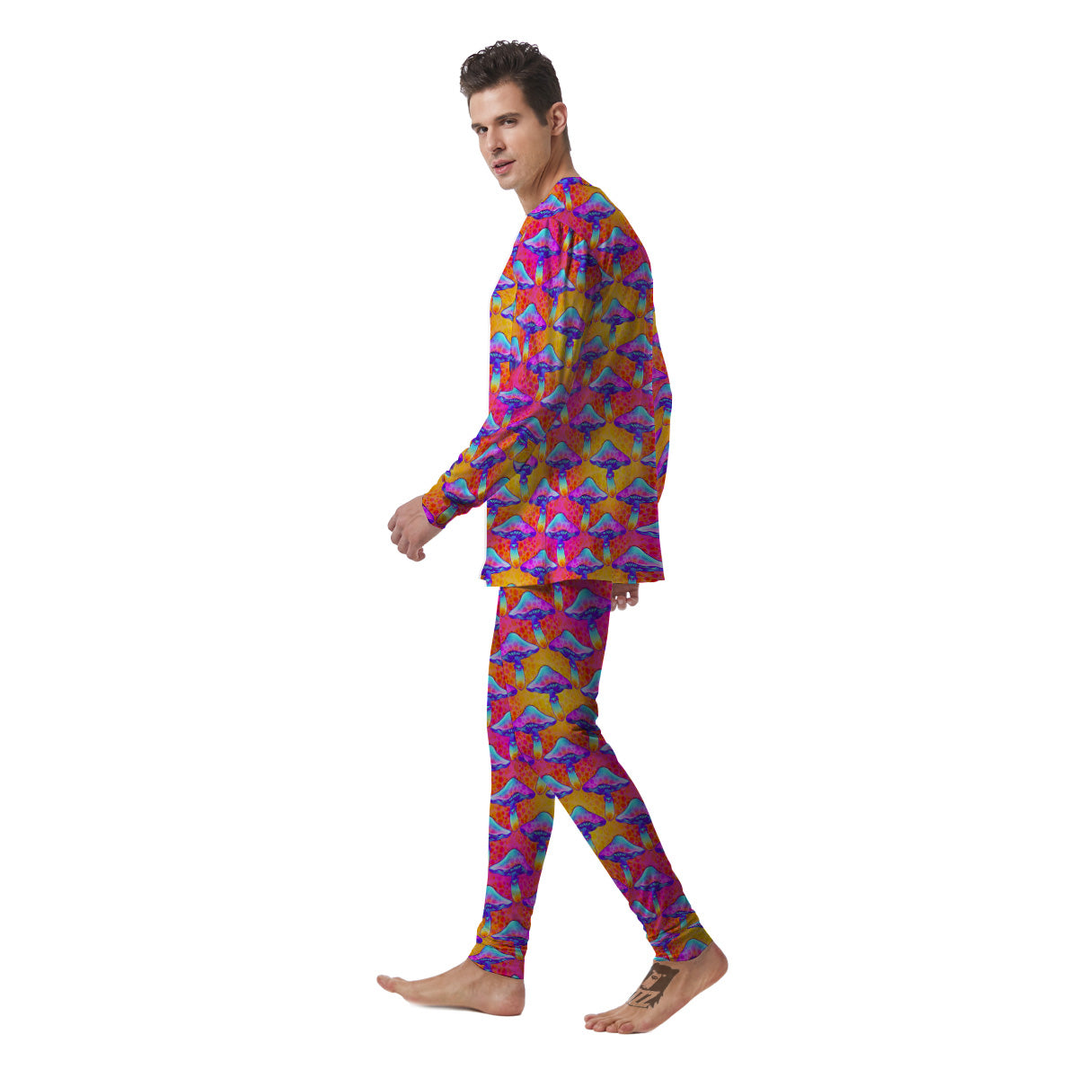 Mushroom Psychedelic Hippie Print Pattern Men's Pajamas-grizzshop