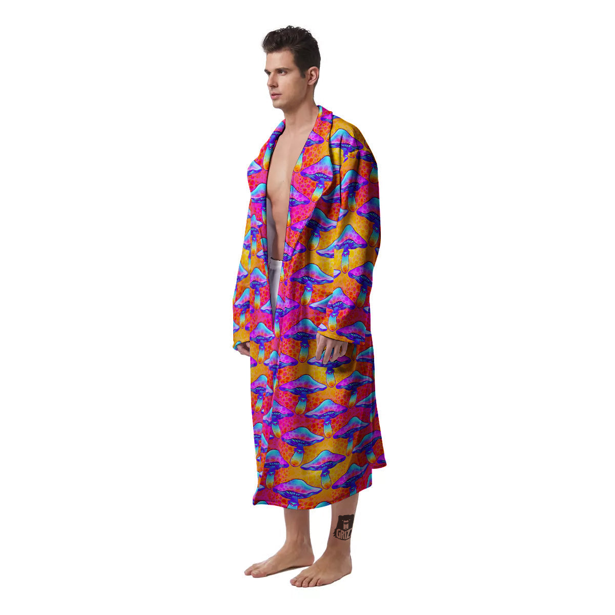 Mushroom Psychedelic Hippie Print Pattern Men's Robe-grizzshop