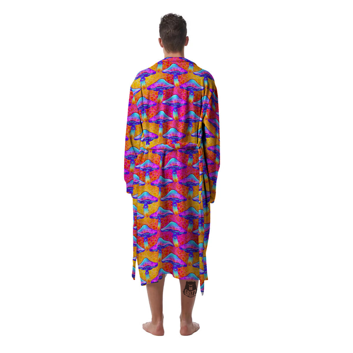 Mushroom Psychedelic Hippie Print Pattern Men's Robe-grizzshop