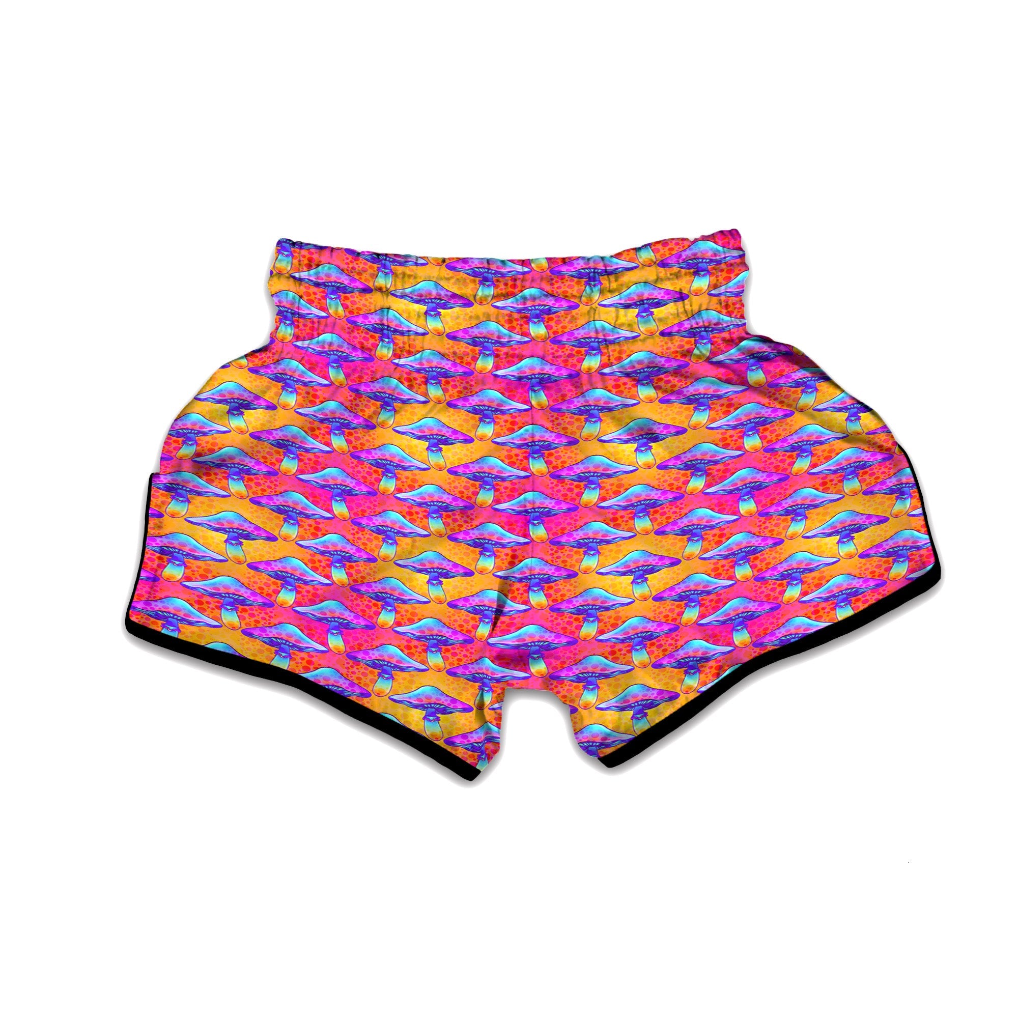 Mushroom Psychedelic Hippie Print Pattern Muay Thai Boxing Shorts-grizzshop