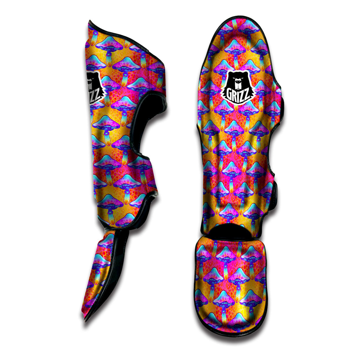 Mushroom Psychedelic Hippie Print Pattern Muay Thai Shin Guards-grizzshop