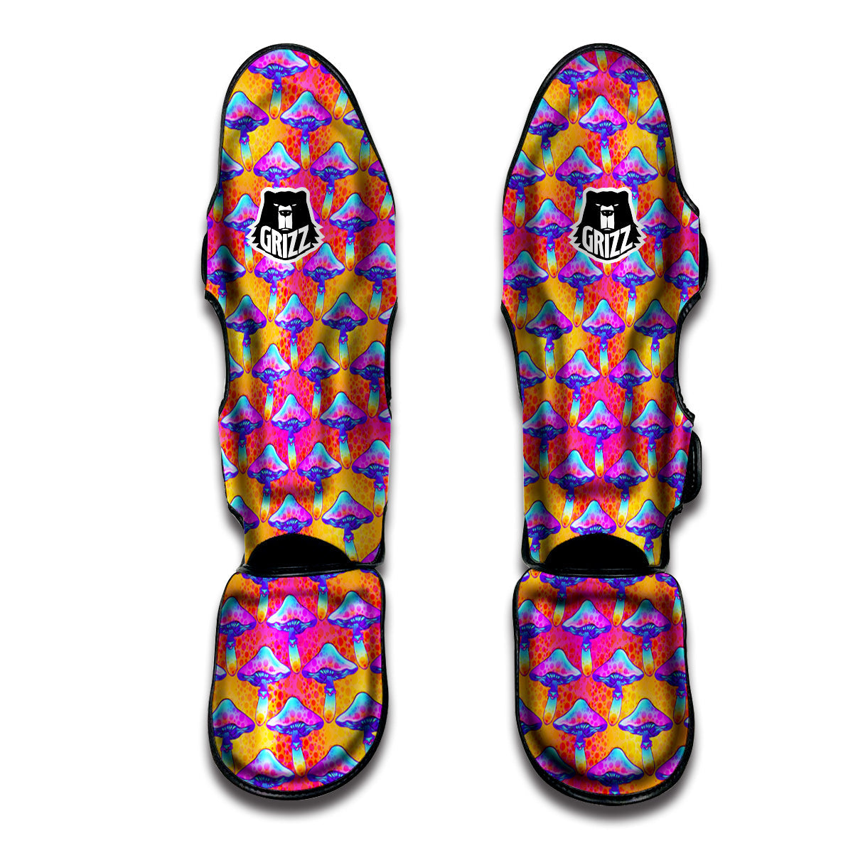 Mushroom Psychedelic Hippie Print Pattern Muay Thai Shin Guards-grizzshop