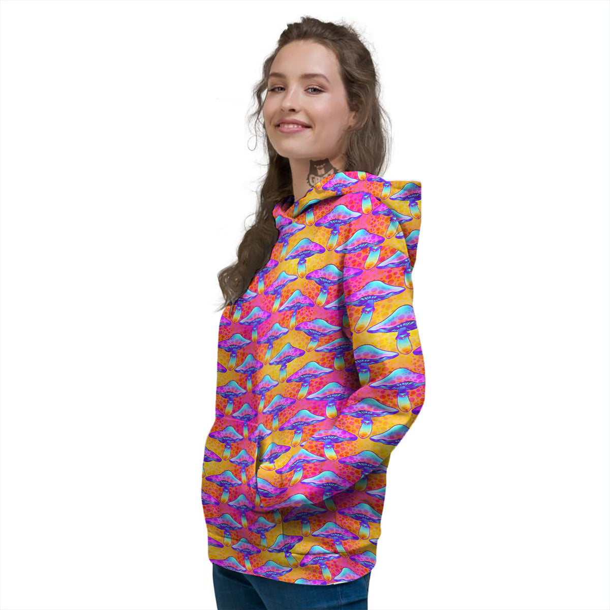Mushroom Psychedelic Hippie Print Pattern Women's Hoodie-grizzshop