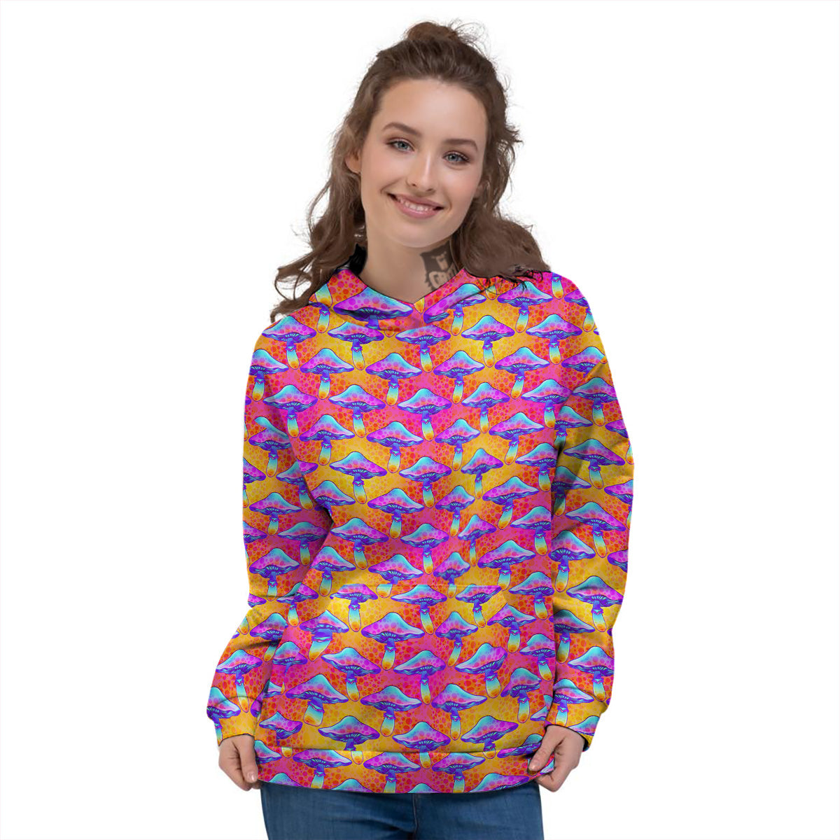 Mushroom Psychedelic Hippie Print Pattern Women's Hoodie-grizzshop