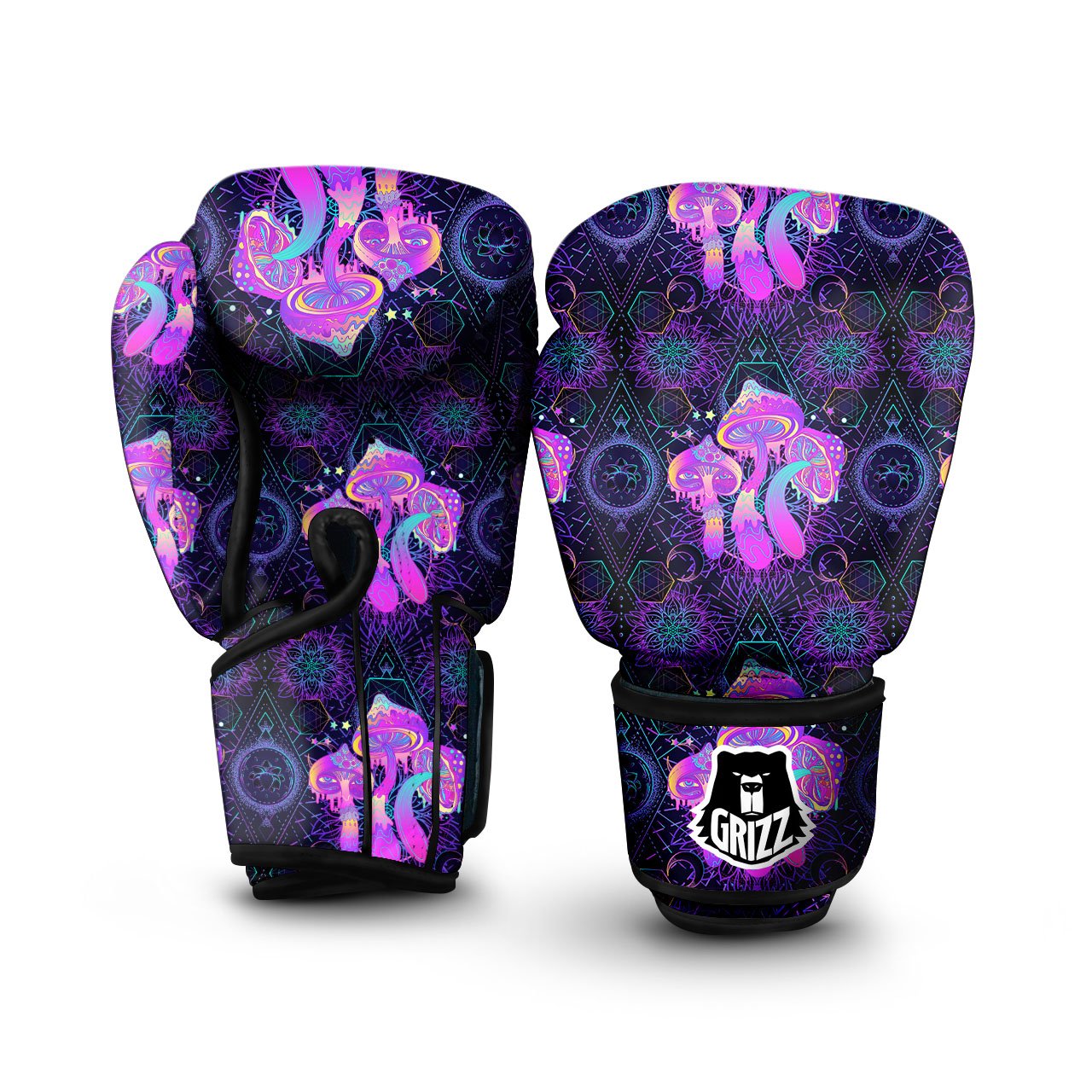 Mushroom Psychedelic Print Pattern Boxing Gloves-grizzshop