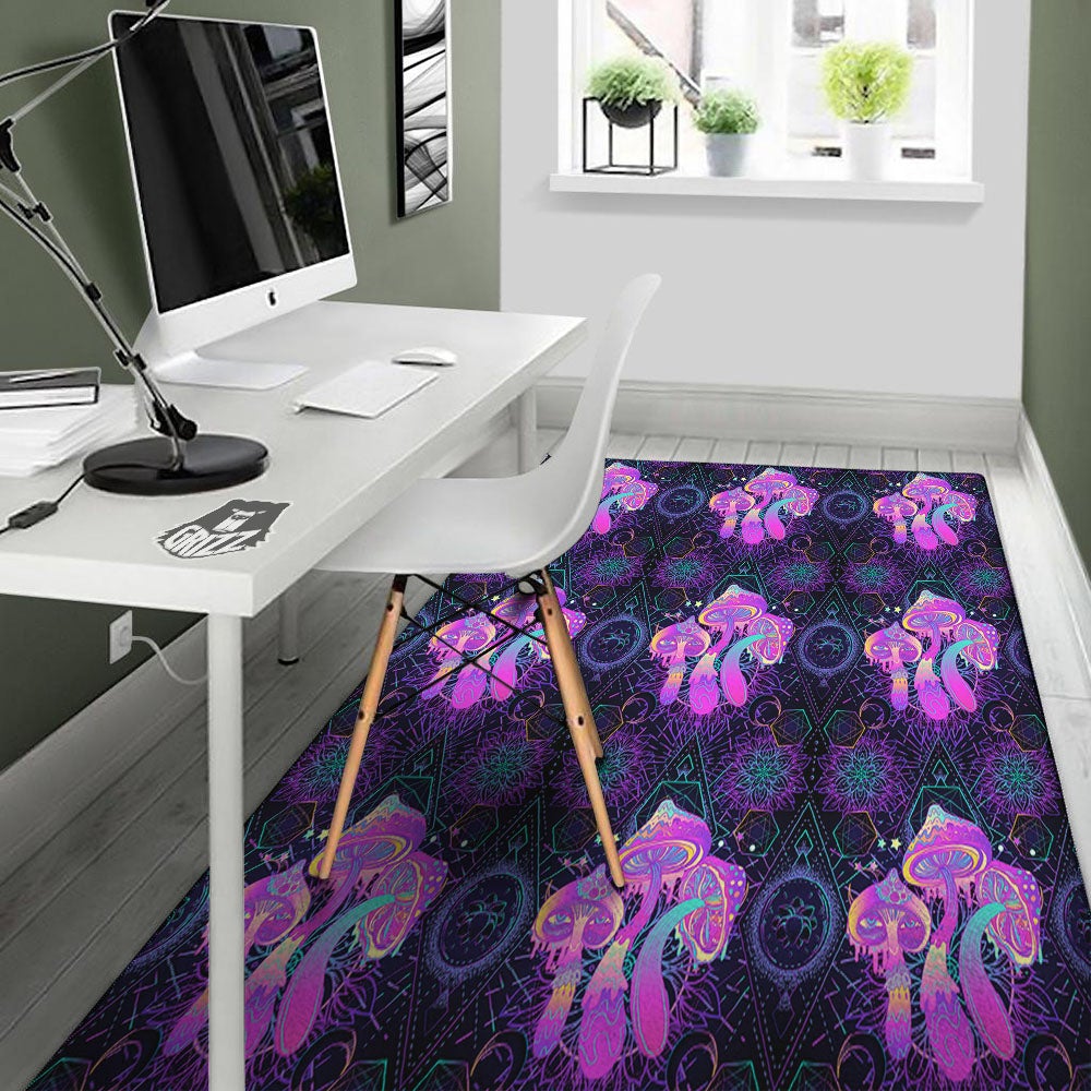Mushroom Psychedelic Print Pattern Floor Mat-grizzshop