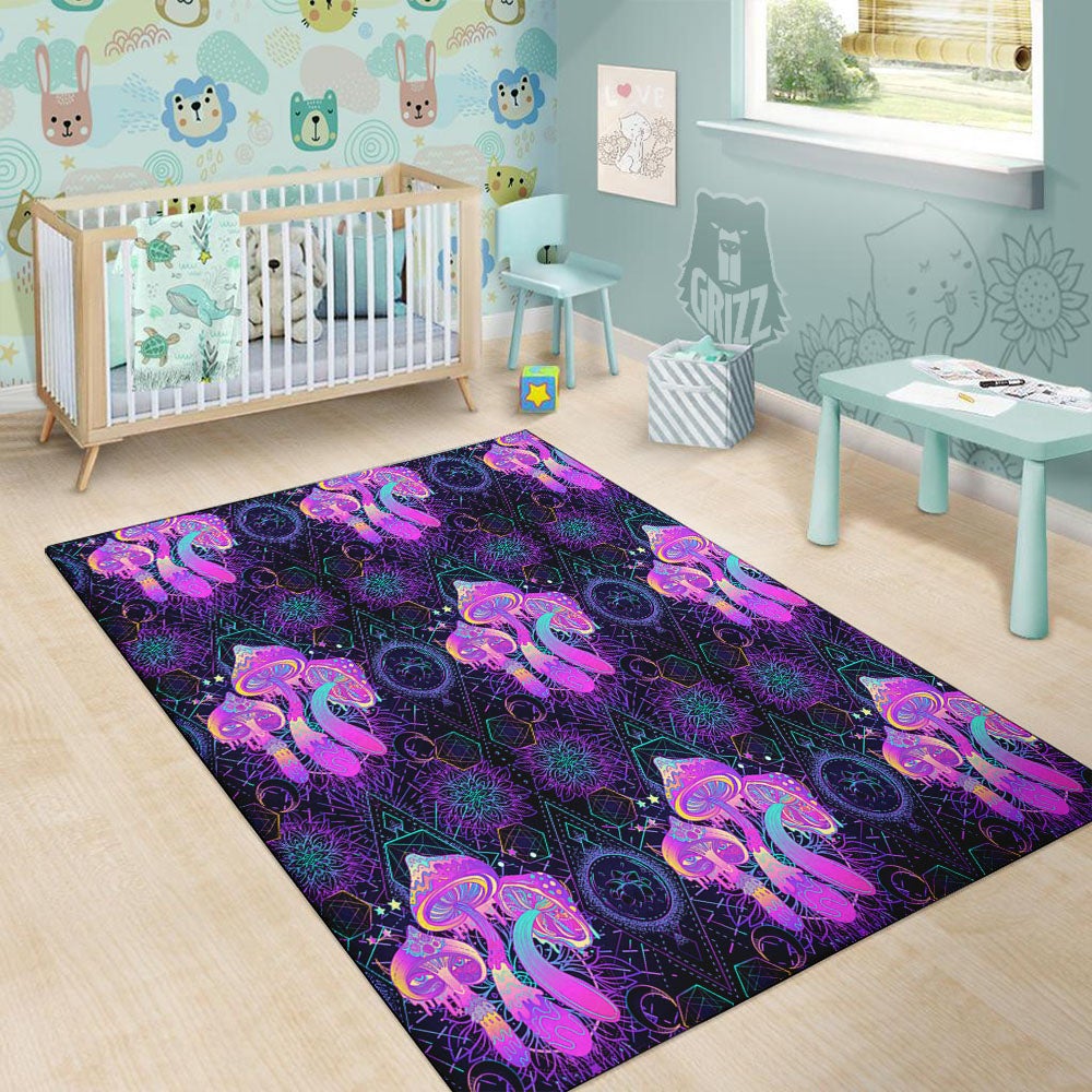 Mushroom Psychedelic Print Pattern Floor Mat-grizzshop