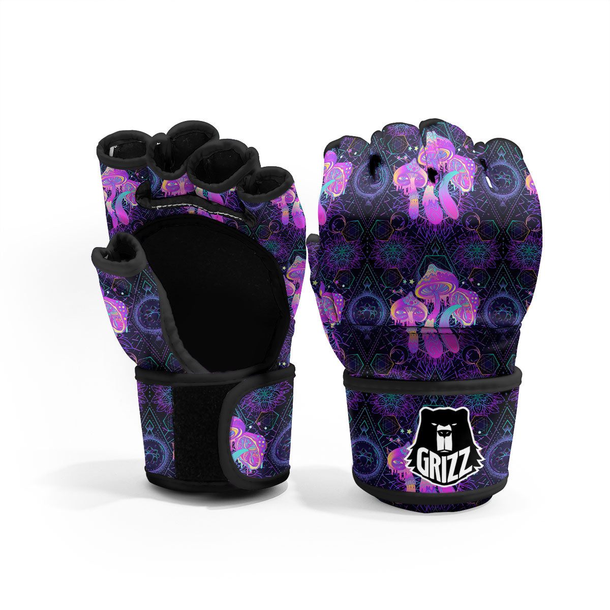 Mushroom Psychedelic Print Pattern MMA Gloves-grizzshop