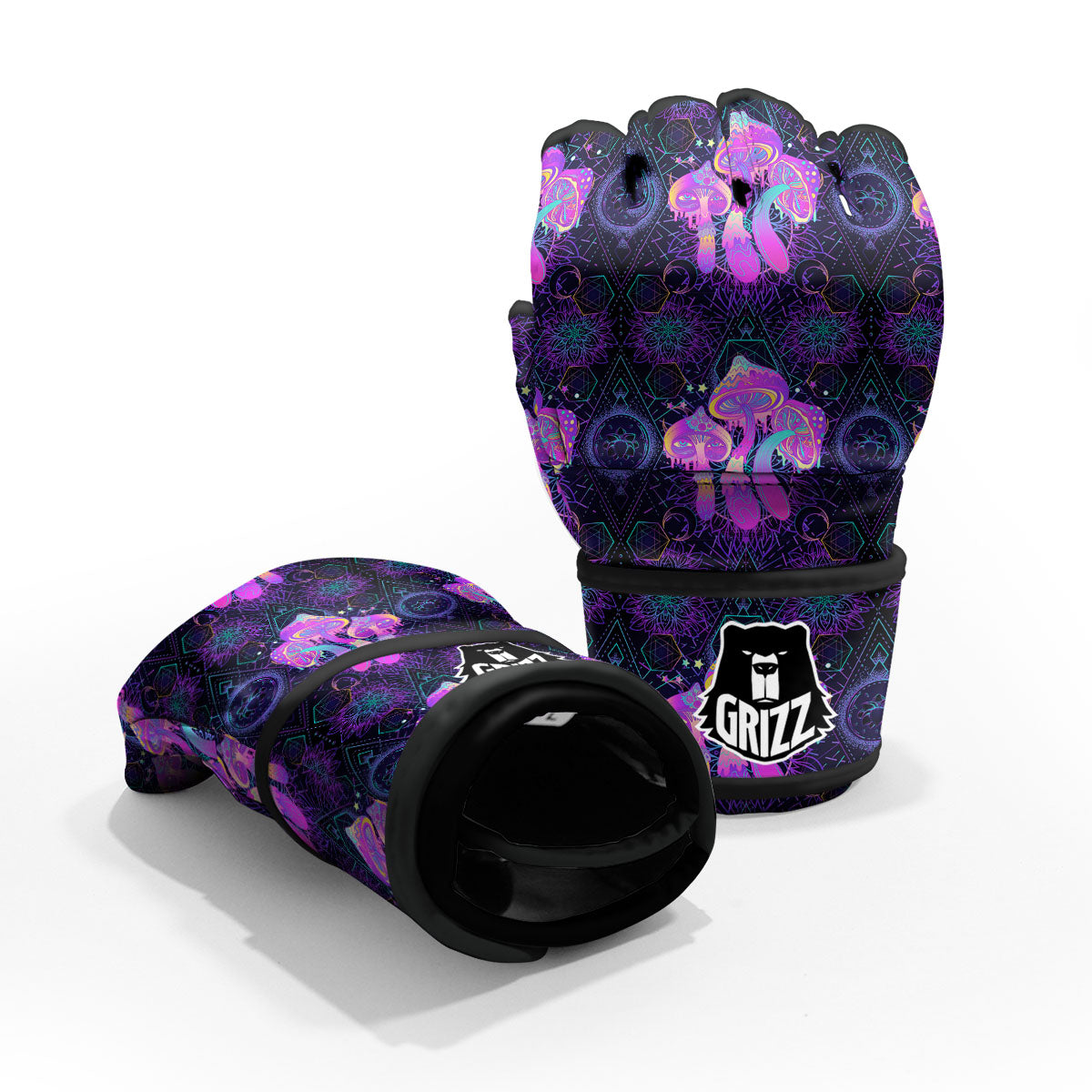 Mushroom Psychedelic Print Pattern MMA Gloves-grizzshop