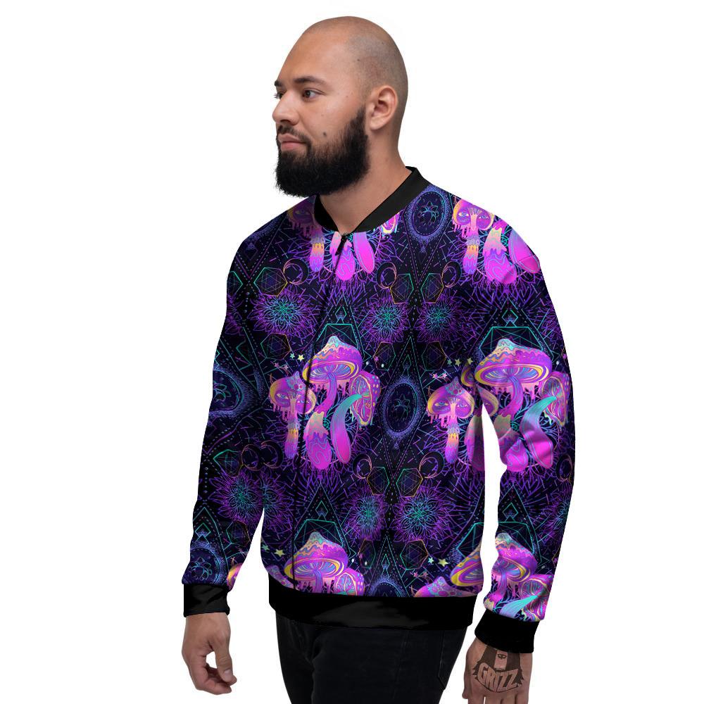 Mushroom Psychedelic Print Pattern Men's Bomber Jacket-grizzshop
