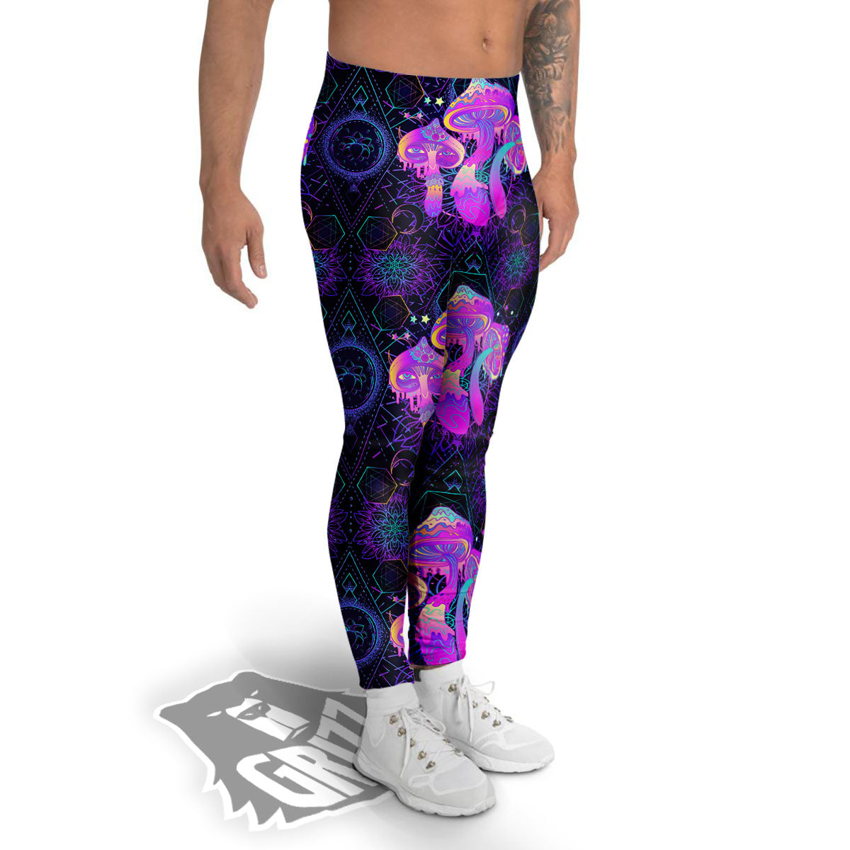 Mushroom Psychedelic Print Pattern Men's Leggings-grizzshop