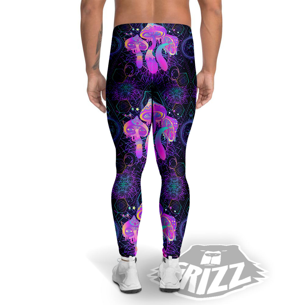 Mushroom Psychedelic Print Pattern Men's Leggings-grizzshop
