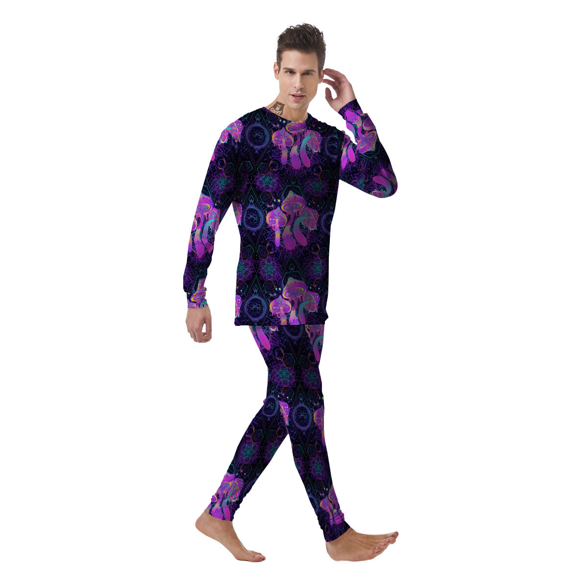Mushroom Psychedelic Print Pattern Men's Pajamas-grizzshop