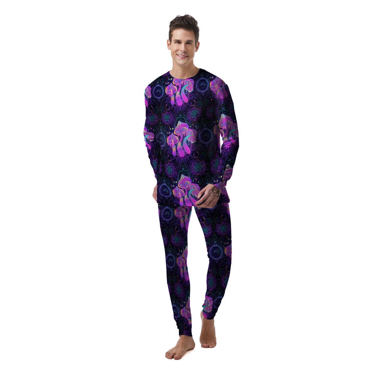 Mushroom Psychedelic Print Pattern Men's Pajamas-grizzshop
