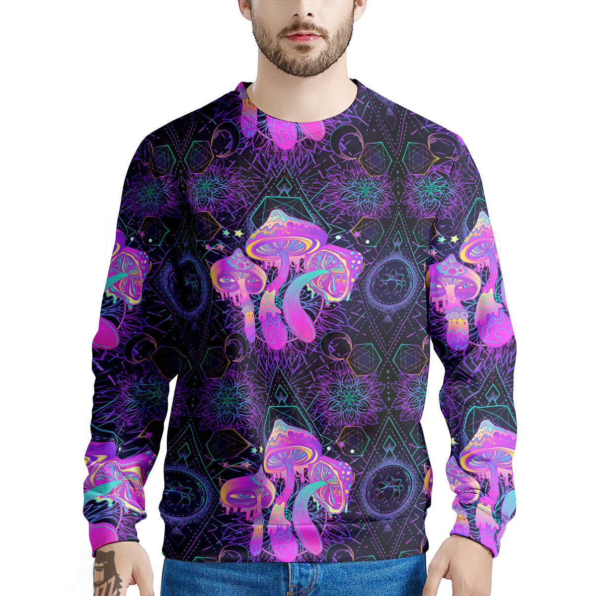 Mushroom Psychedelic Print Pattern Men's Sweatshirt-grizzshop