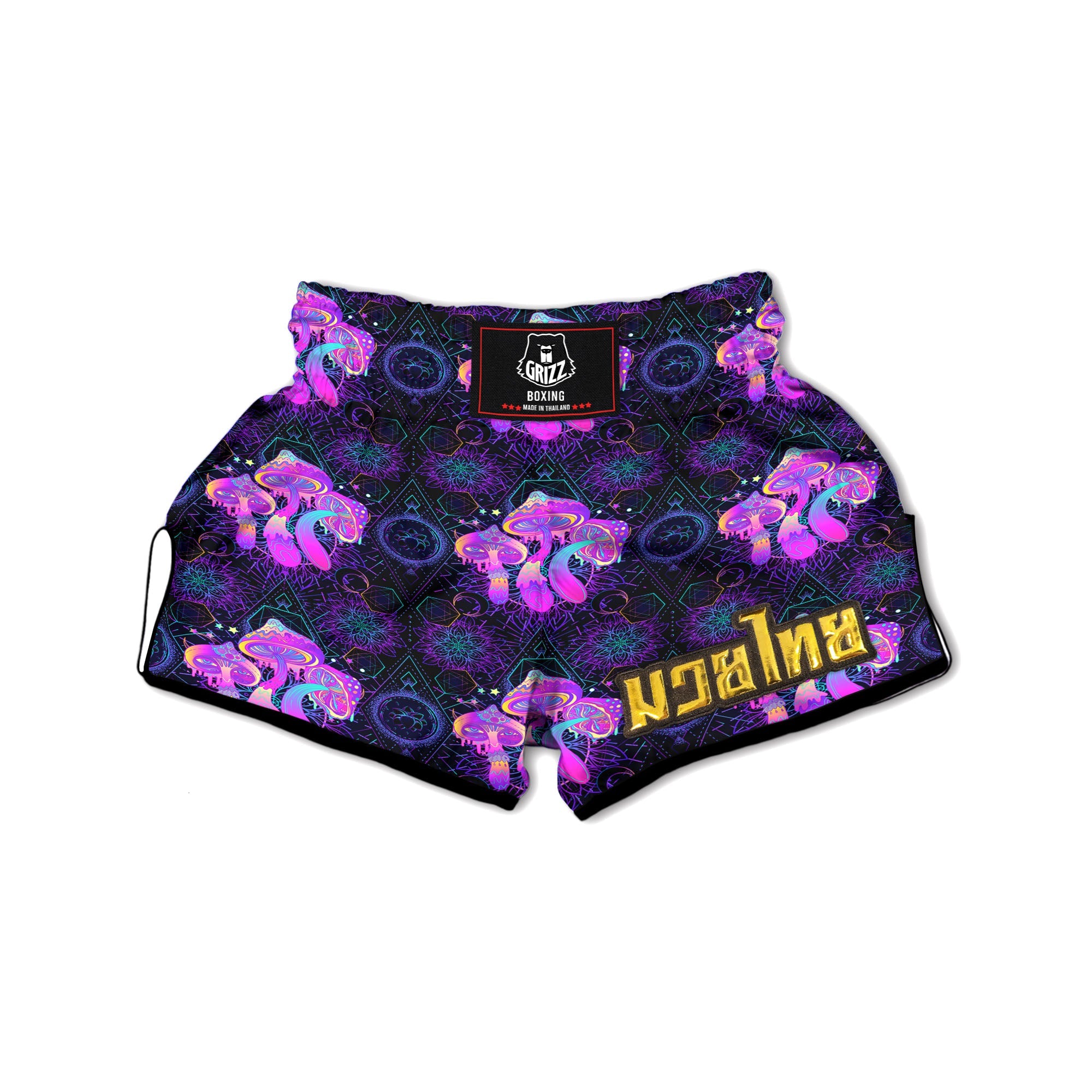 Mushroom Psychedelic Print Pattern Muay Thai Boxing Shorts-grizzshop