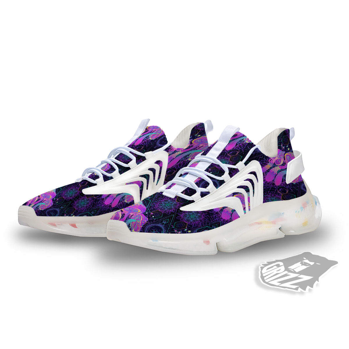 Mushroom Psychedelic Print Pattern White Gym Shoes-grizzshop