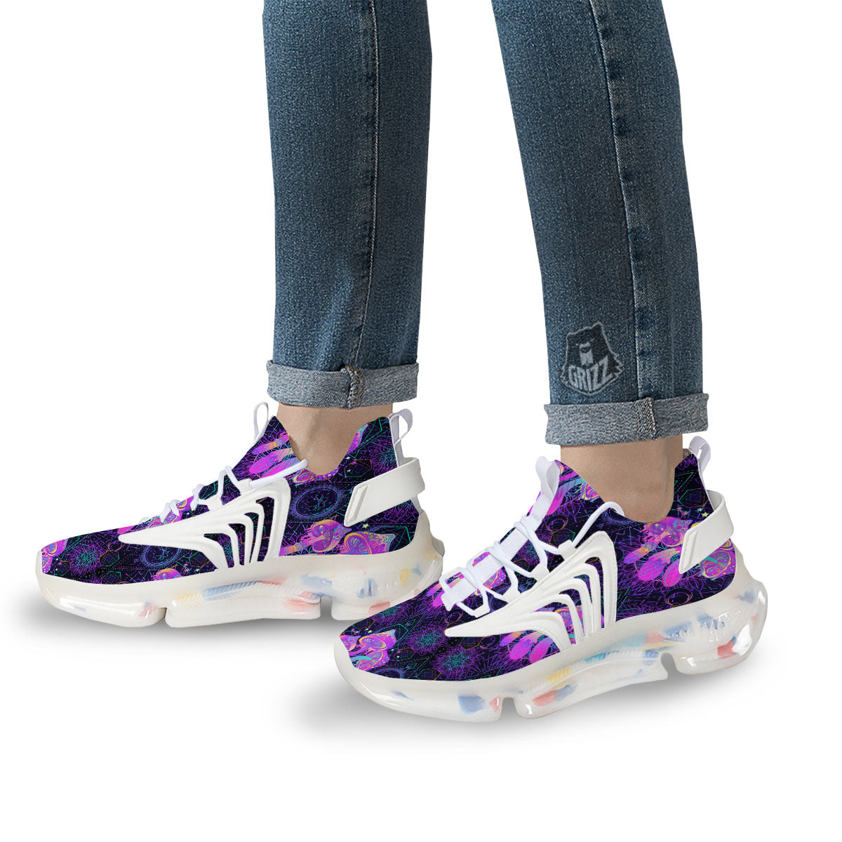 Mushroom Psychedelic Print Pattern White Gym Shoes-grizzshop