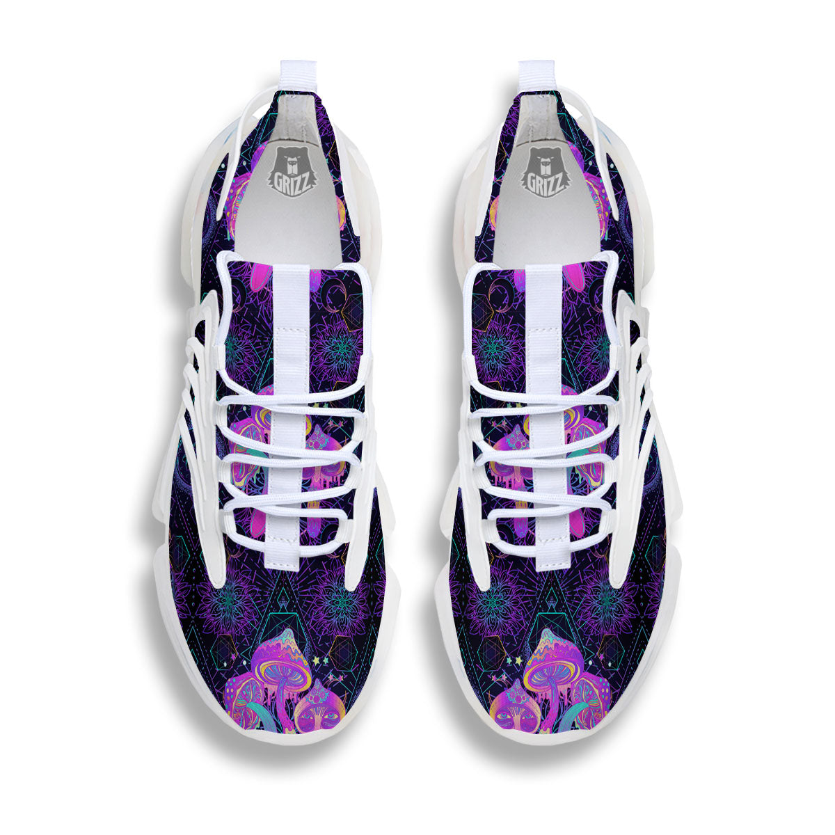 Mushroom Psychedelic Print Pattern White Gym Shoes-grizzshop