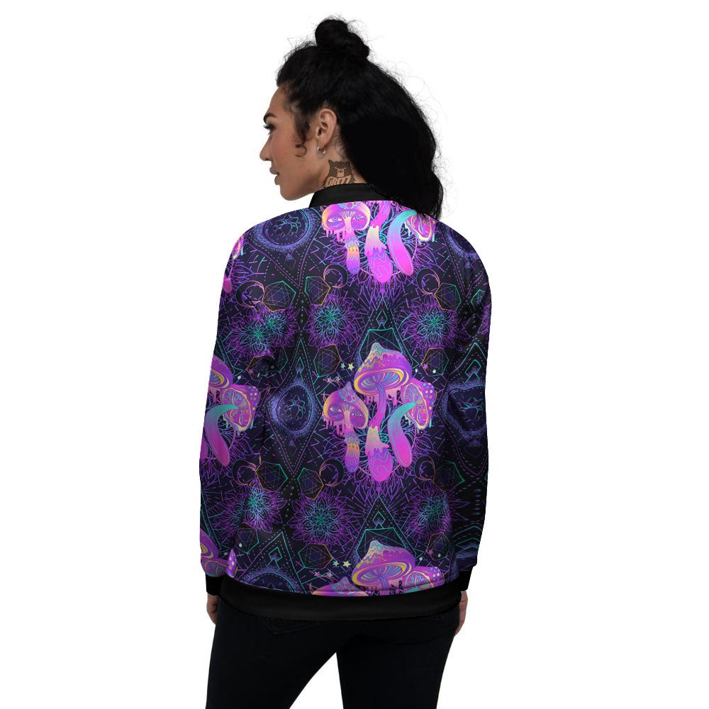 Mushroom Psychedelic Print Pattern Women's Bomber Jacket-grizzshop