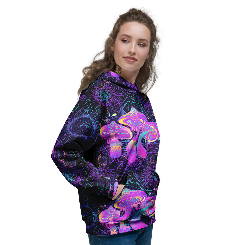 Mushroom Psychedelic Print Pattern Women's Hoodie-grizzshop