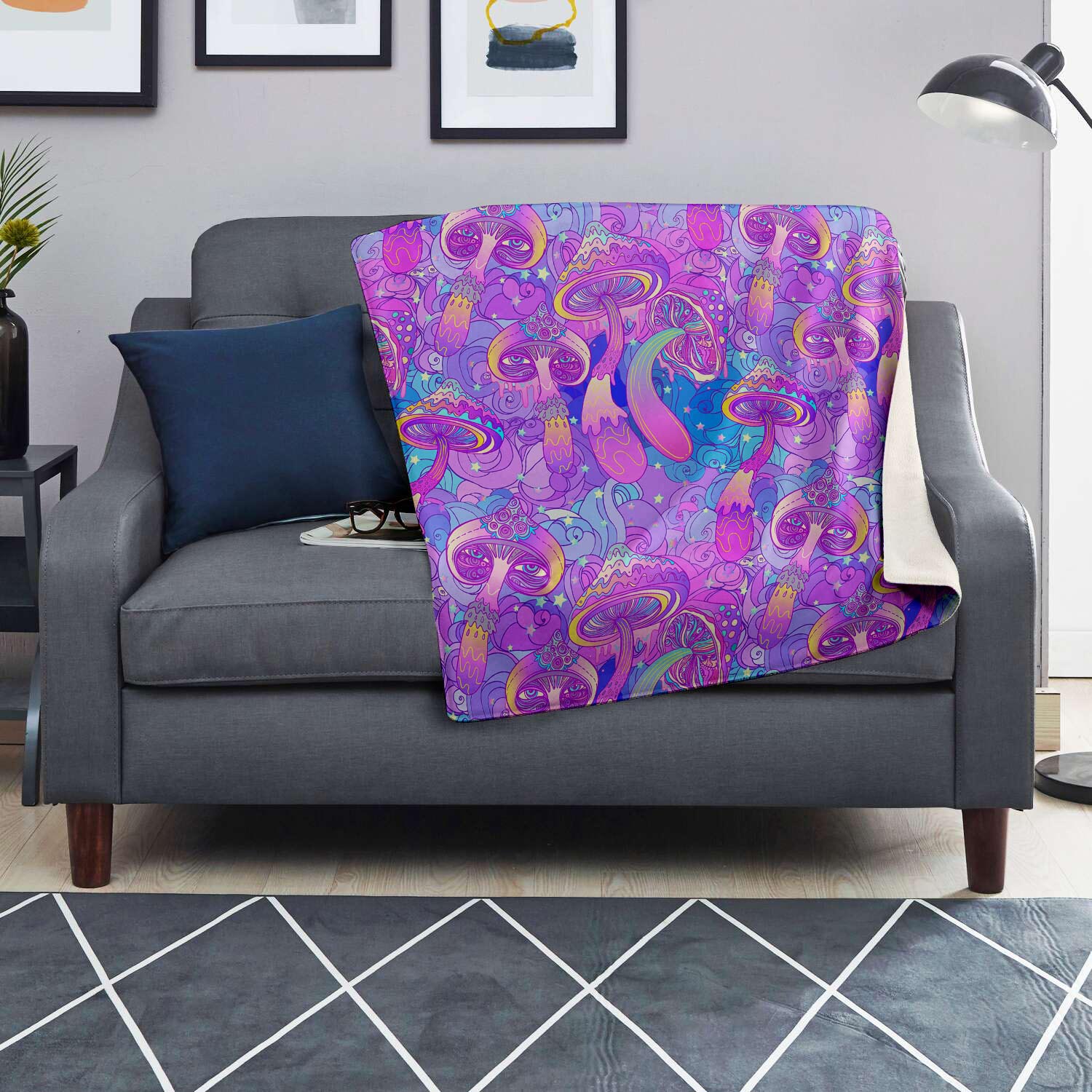 Mushroom Psychedelic Trippy Blanket-grizzshop