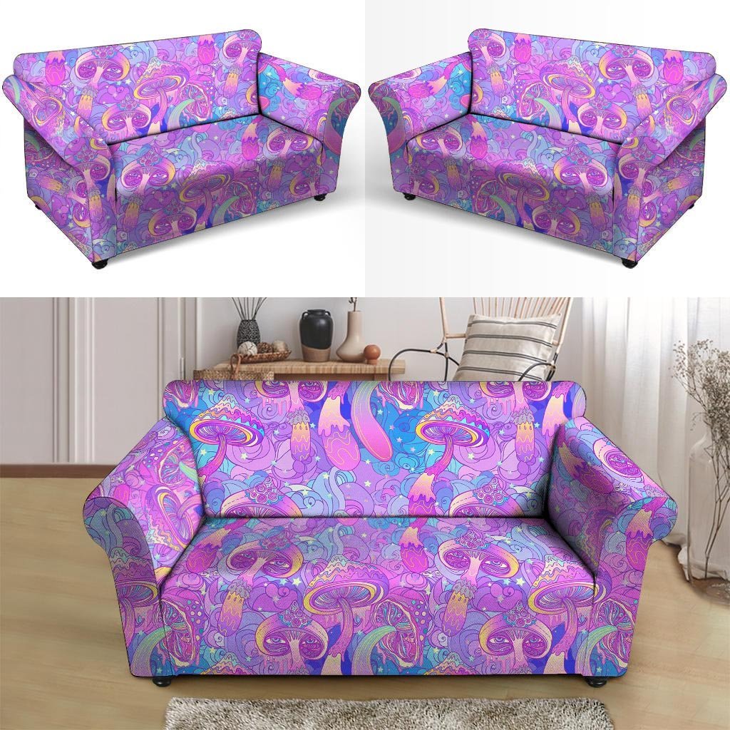 Mushroom Psychedelic Trippy Loveseat Cover-grizzshop