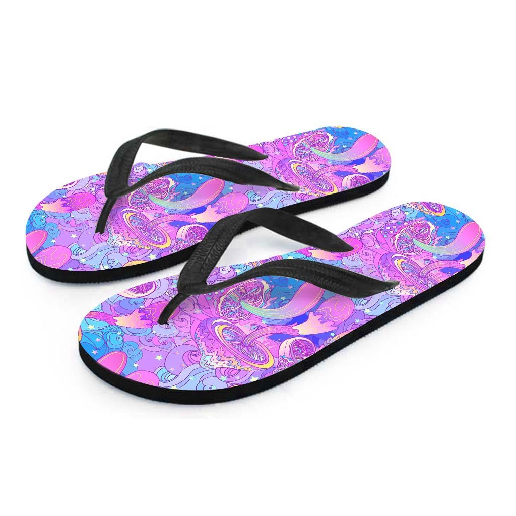 Mushroom Psychedelic Trippy Men's Flip Flops-grizzshop